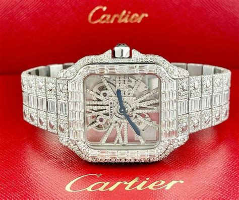 new cartier santos skeleton|cartier santos skeleton iced out.